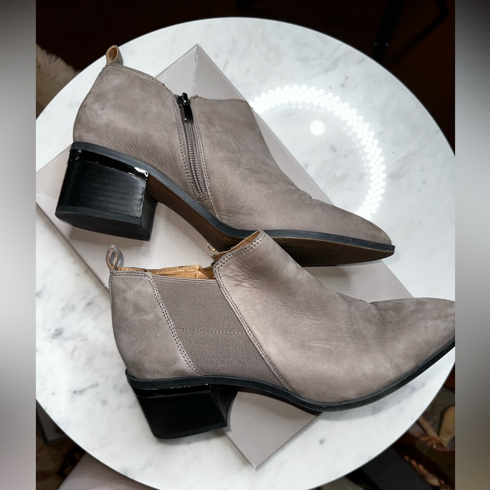 Gray Ankle Boots with Black Heel